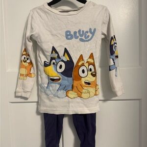 Bluey Kids Pajama Set - White and Blue